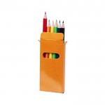 Scatola colorata con 6 matite per disegnare color arancione