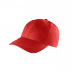 Cappello 6 pannelli con fibbia regolabile in cotone riciclato 280g/m² color rosso