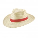 Eleganti cappelli di paglia con nastro color rosso