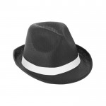 Cappello in PP nero con fascia personalizzata color bianco