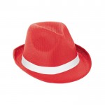 Cappello in PP rosso con fascia personalizzata color bianco