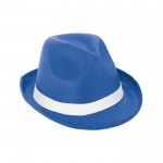 Cappello in PP blu con fascia personalizzata color bianco