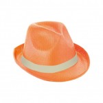 Cappello in PP arancione con fascia personalizzata color grigio