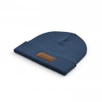 Berretto in lana ed rPET con patch personalizzabile sul risvolto color blu