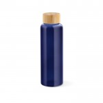 Borraccia in vetro borosilicato colorato con tappo in bambù da 490ml color blu