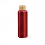 Borraccia in vetro borosilicato colorato con tappo in bambù da 490ml color rosso