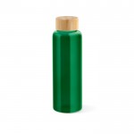 Borraccia in vetro borosilicato colorato con tappo in bambù da 490ml color verde