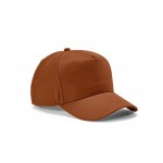Cappellino 5 pannelli con fibbia posteriore in cotone riciclato 280 g/m² color marrone