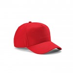 Cappellino 5 pannelli con fibbia posteriore in cotone riciclato 280 g/m² color rosso