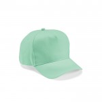Cappellino 5 pannelli con fibbia posteriore in cotone riciclato 280 g/m² color verde chiaro 