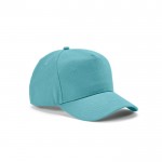 Cappellino 5 pannelli con fibbia posteriore in cotone riciclato 280 g/m² color azzurro