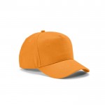 Cappellino 5 pannelli con fibbia posteriore in cotone riciclato 280 g/m² color arancione