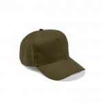 Cappellino 5 pannelli con fibbia posteriore in cotone riciclato 280 g/m² color verde militare