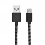 Cavetto in rPET da 1 metro con connettori USB-A e USB-C color nero