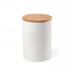 Barattolo da cucina in ceramica con tappo in bambù da 900 ml color bianco