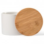 Barattolo da cucina in ceramica con tappo in bambù da 440 ml color bianco