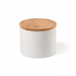 Barattolo da cucina in ceramica con tappo in bambù da 440 ml color bianco