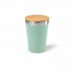Bicchiere termico da viaggio acciaio riciclato con tappo in bambù 400ml color verde pastello