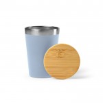Bicchiere termico da viaggio acciaio riciclato con tappo in bambù 400ml color blu jeansato