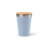 Bicchiere termico da viaggio acciaio riciclato con tappo in bambù 400ml color blu jeansato