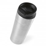 Bicchiere termico takeaway con tappo ad apertura scorrevole da 410 ml color argento