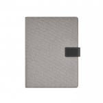 Portadocumenti A4 in rPET 300D con chiusura magnetica e quaderno color grigio scuro