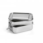 Lunch box in acciaio inox riciclato satinato con fibbie laterali 1,05l color argento
