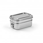 Lunch box in acciaio inox riciclato satinato con fibbie laterali 1,05l color argento