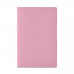 Quaderno A5 con copertina in cartone riciclato e fogli a righe color rosa