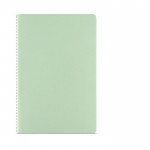 Quaderno A5 con copertina in cartone riciclato e fogli a righe color verde pastello