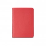 Quadernino A6 con copertina in cartone riciclato e fogli a righe color rosso