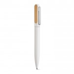 Penna in alluminio riciclato e bambù con inchiostro blu Dokumental® color bianco