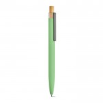 Penna in alluminio riciclato rPET e bambù con inchiostro blu Dokumental® color verde chiaro 