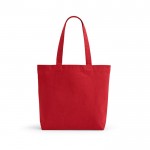 Tote bag in cotone riciclato da 280 g/m² e poliestere con manici lunghi color rosso