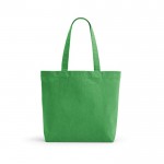 Tote bag in cotone riciclato da 280 g/m² e poliestere con manici lunghi color verde chiaro 
