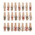 Set di 24 mollette con numeri colorati color legno