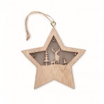 Decorazione natalizia a forma di stella in legno MD con luce color legno quarta vista