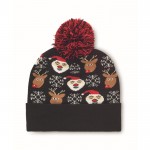 Cappello natalizio lavorato a maglia in morbido acrilico con pompon color nero seconda vista