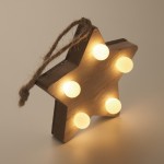 Decorazione in legno a forma di stella con luci a LED color legno quinta vista fotografica
