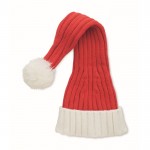 Cappello da Babbo Natale personalizzato con risvolto e pompon in poliestere RPET color rosso