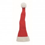 Cappello Babbo Natale personalizzato con risvolto e pompon in poliestere RPET color rosso 2ª vista