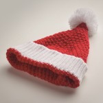 Cappello da Babbo Natale personalizzato con pompon in morbido acrilico color rosso vista fotografica