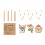 Set con 4 pastelli e 3 figure natalizie da colorare color legno vista principale