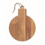 Tagliere in legno di acacia a forma di pallina natalizia color legno quarta vista
