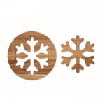 Sottopentola doppio in legno di acacia a forma di fiocco di neve color legno settima vista