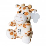 Giraffa di peluche con etichetta personalizzabile con occhi ricamati color multicolore vista area di stampa