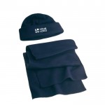 Set composta da un berretto e una sciarpa in pile 200 g/m² color blu vista area di stampa