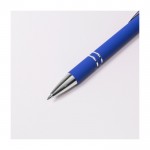 Penna touch alluminio riciclato con finitura in gomma inchiostro blu color blu seconda vista