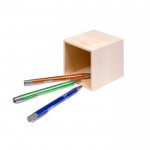 Portapenne e matite in legno personalizzato color naturale quarta vista