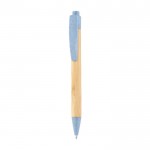 Penna biro con corpo in bambù e clip in PP e grano color blu prima vista